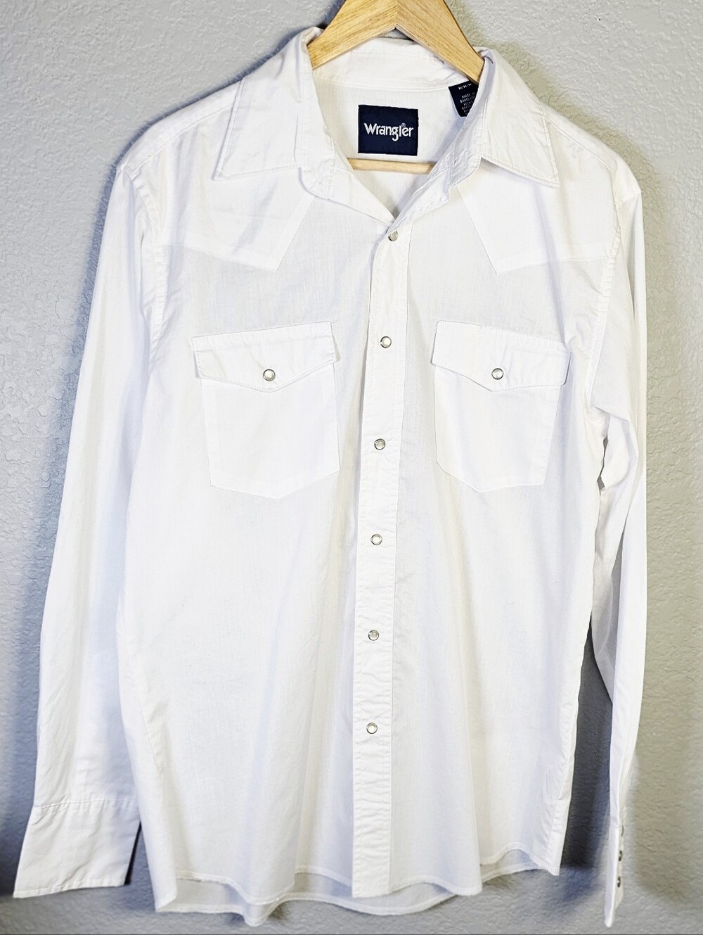 Wrangler Men’s M White Pearl Snap Western Shirt Cowboy Wedding Rodeo